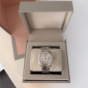 NWT Michele Women’s Caber Diamond Mother Of Pearl, 186 Diamonds, Stainless Steel